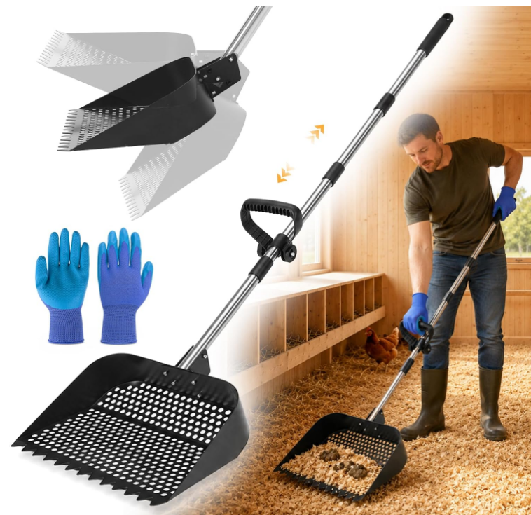 Heavy-Duty Poultry & Barn Cleanout Sifting Shovel