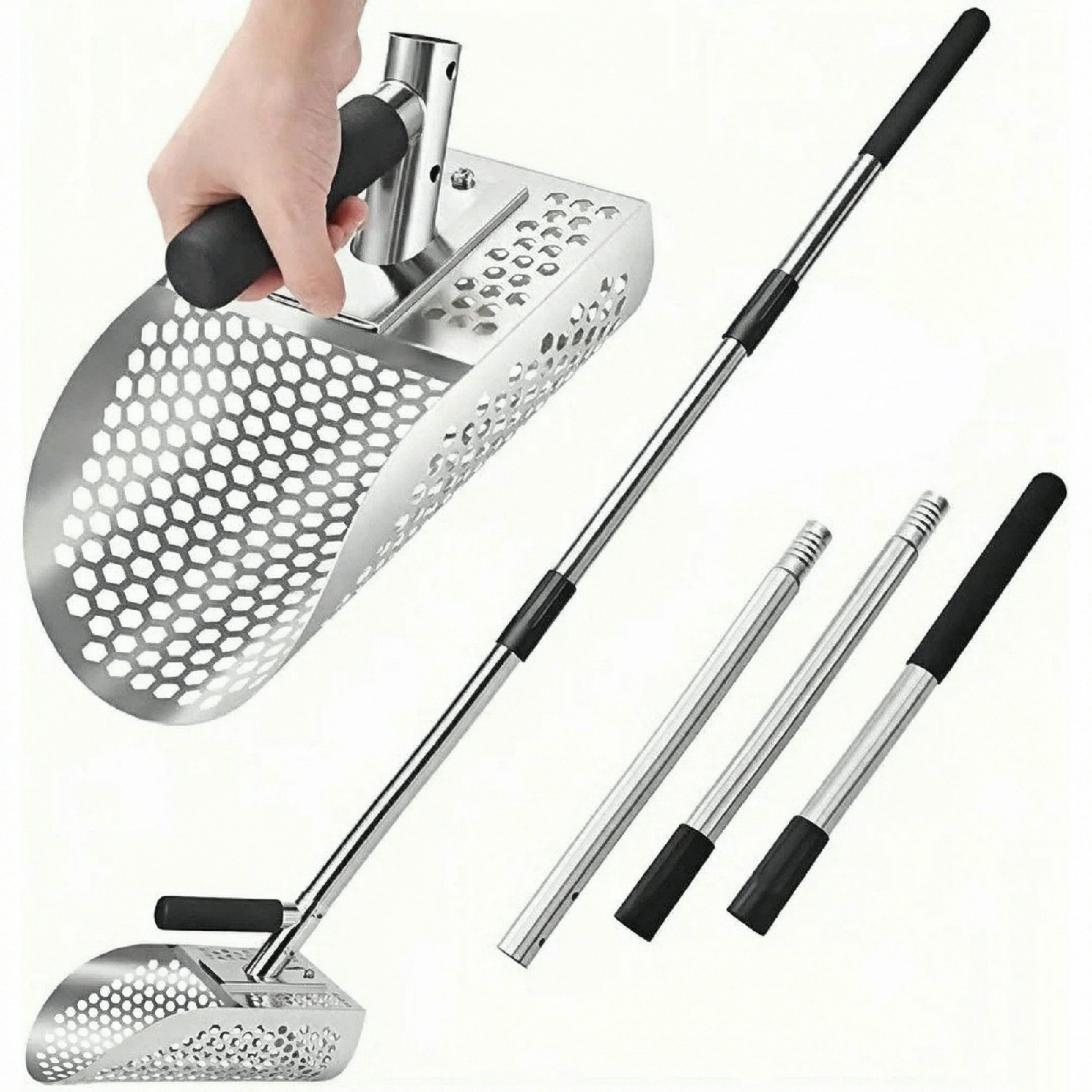 Round-Back Stainless Sand Scoop with Dual Mount
