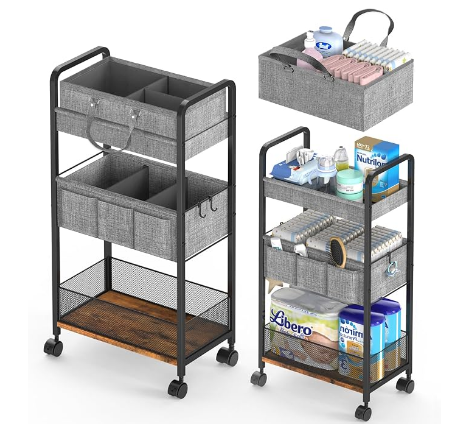2-in-1 Heavy Utility Rolling Cart with Removable Trays