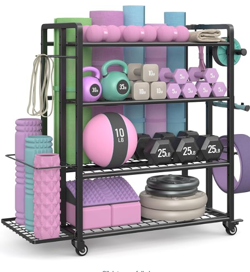 3-Tier Rolling Yoga Mat & Home Gym Equipment Cart